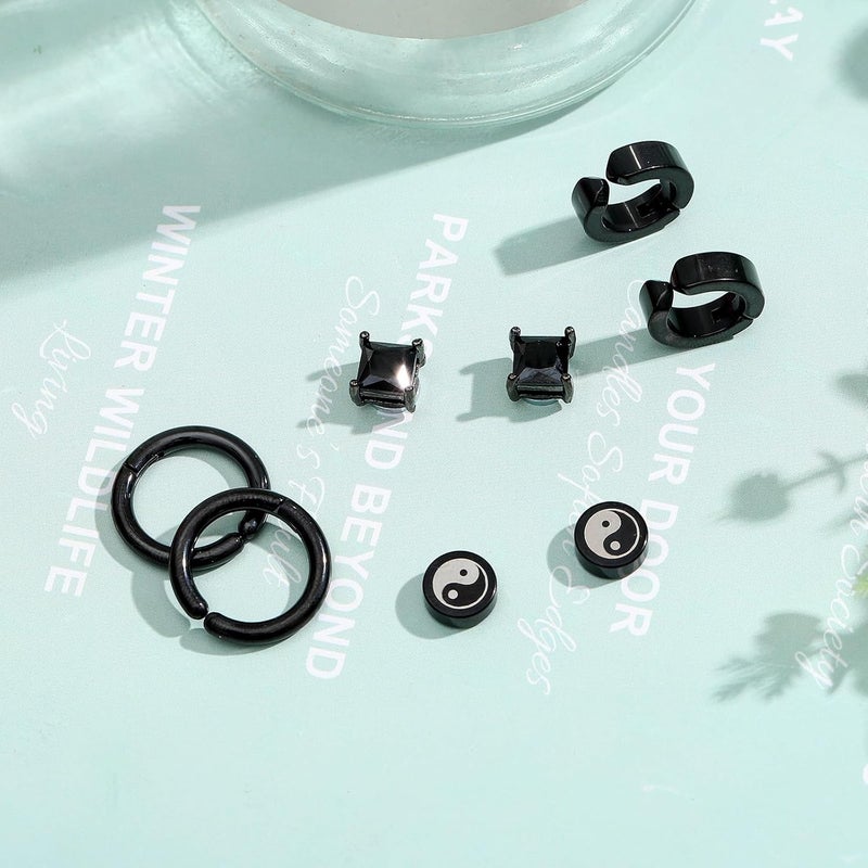 NEWITIN 6 Pairs Stainless Steel Magnetic Stud Earrings for Men Clip on Earring Magnetic Earring Unisex Non Piercing CZ Magnet Studs Diamond Earrings for Women Men - Image 3